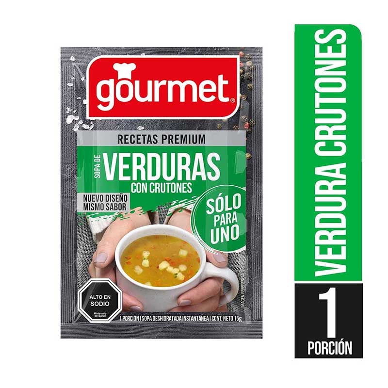 Sopa Individual De Verduras Con Crutones Sobre 15 g Gourmet