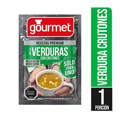Sopa Individual De Verduras Con Crutones Sobre 15 G Gourmet