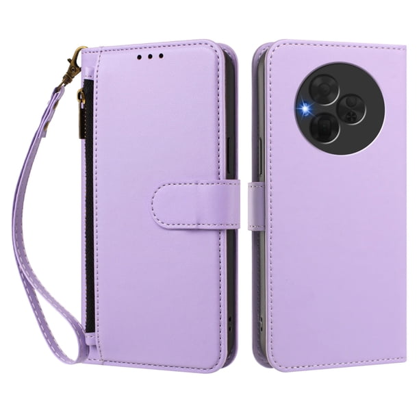 Funda Tipo Billetera para TCL NxtPaper 60 Ultra con Soporte y Bolsillo con Cierre Morado