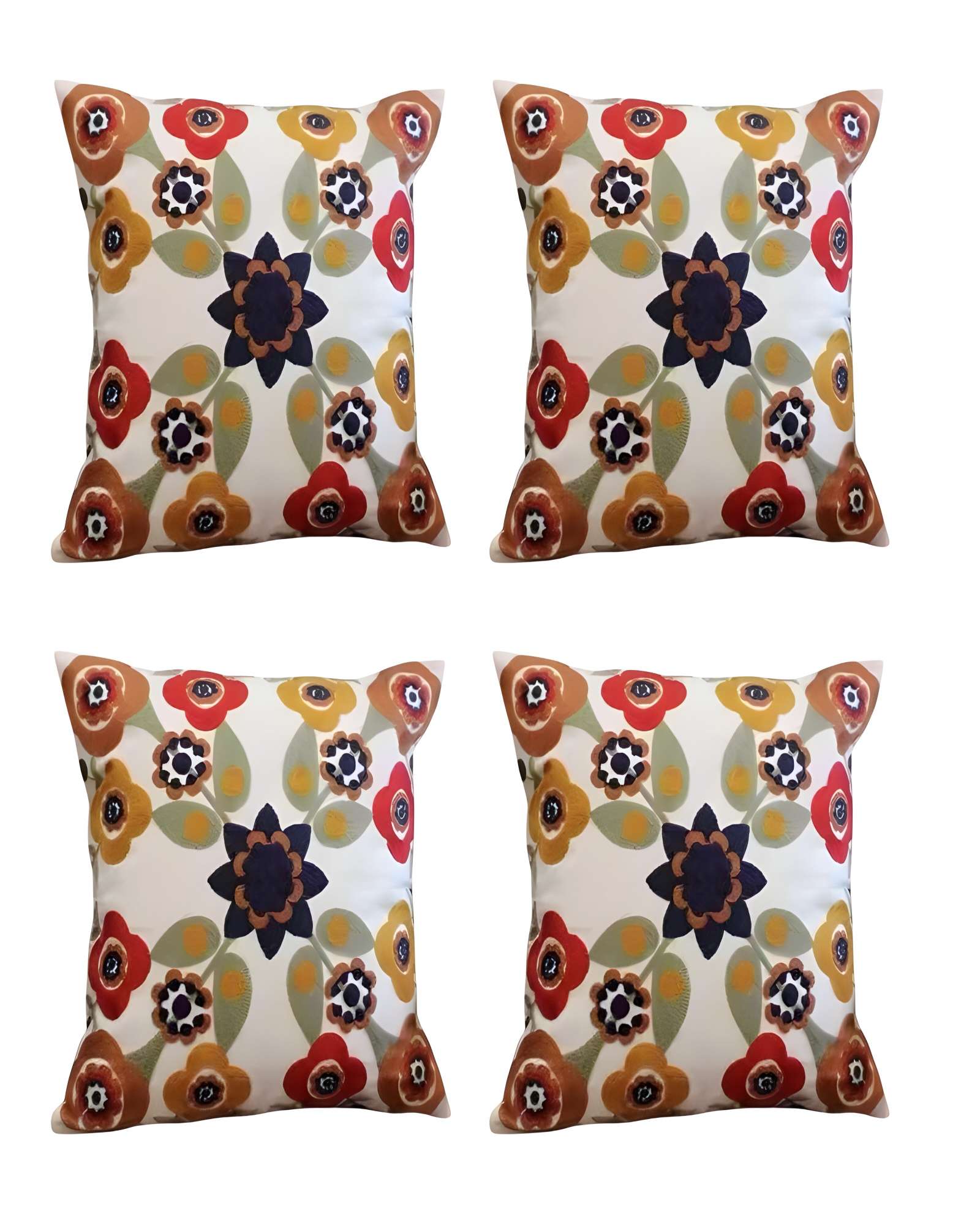 Genérico - Set De 4 Fundas De Cojin Bordadas 45X45Cm Blanco 05