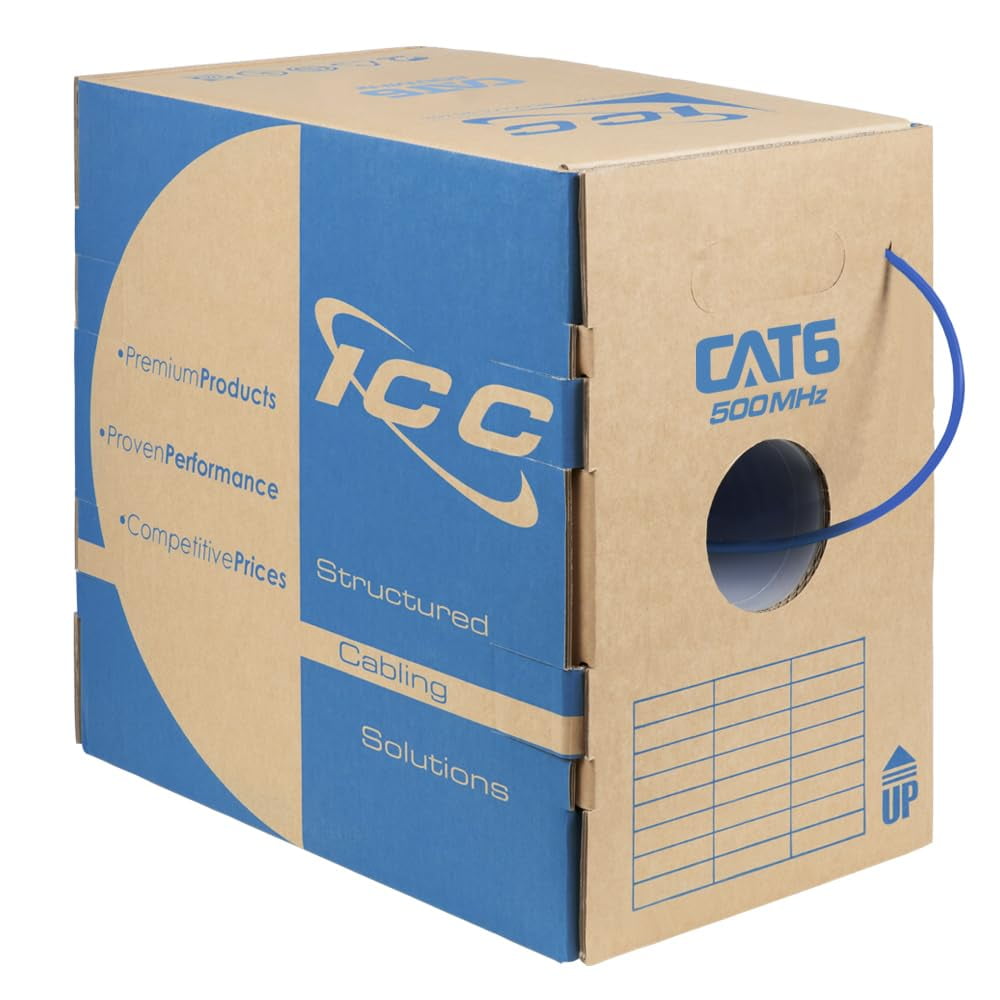 Cable Ethernet Icc Cat6 Cmr Riser 1000 Pies Utp 23 Awg 500 Mhz Azul