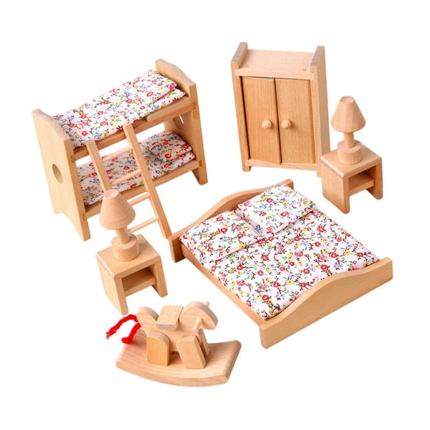 Madera Dollhouse Miniatura Muebles Conjunto DIY Juegos De Imaginación Juguete Para Niños Niñas Habitación