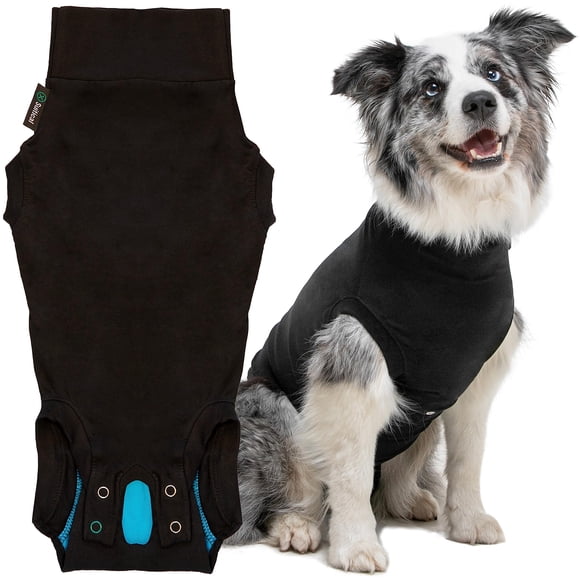 Traje de recuperación Suitical para cirugía de perros, negro, mediano