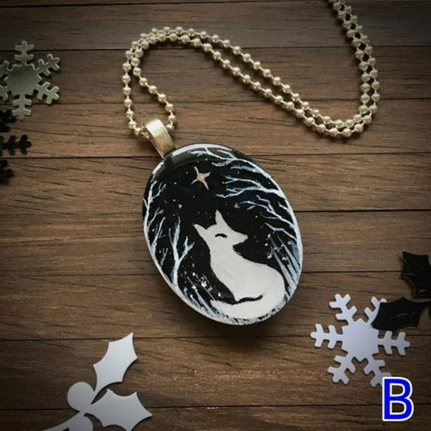 1pc Gothic Black Cat Forest Charm Necklace - Fashionable Witch Artificial Jewelry for Men and Women - Includes Glass Pendant and Cross Crow Glass Pendant