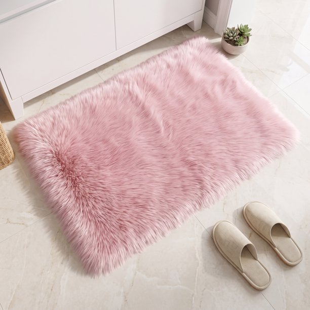 REGALWOVEN Alfombra de Área Suave y Peluda, Alfombras de Dormitorio Ultra Esponjosas, Alfombra Peluda Antideslizante para Habitación, Guardería, Dormitorio Rosa 35" x 24"