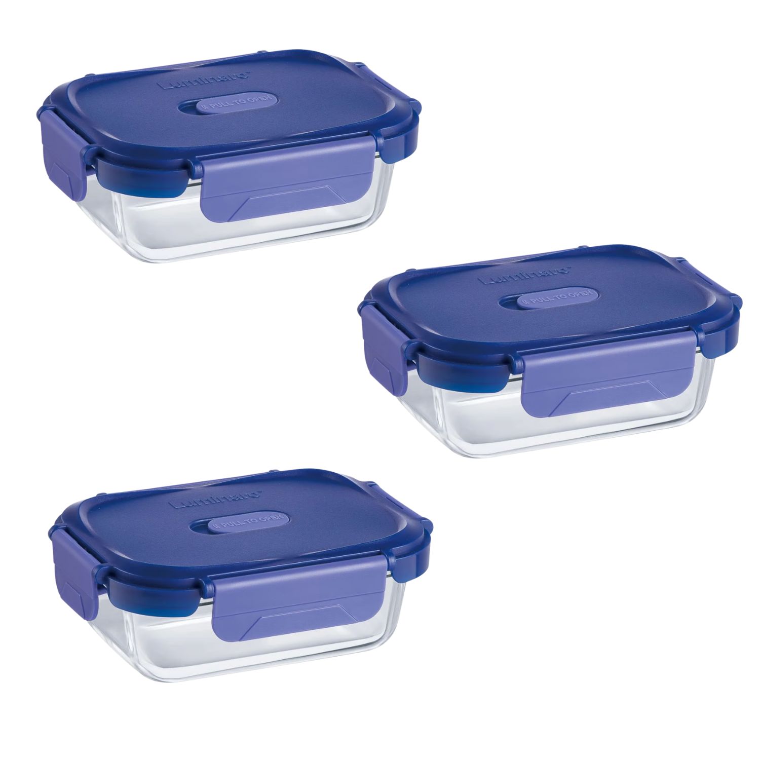 Pack 3 Contenedores Vidrio Hermético Rectangular 370Ml Luminarc