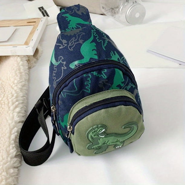 Boys Casual Cute Cartoon Dinosaur Crossbody Bag, Lightweight Breathable Chest Bag Decorative Accessories Children's Bag