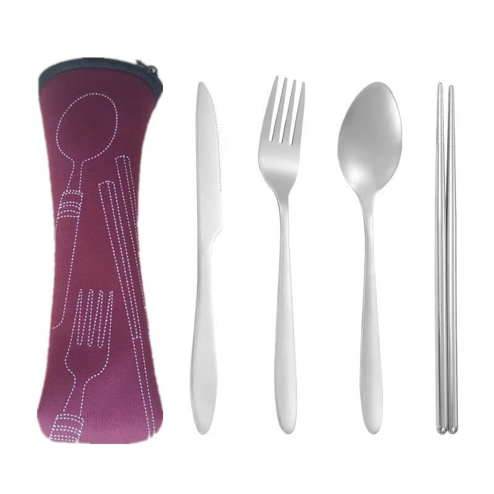 Xmhytop Juego De 4 Piezas Cubiertos De Cocina De Rojo Púrpura Con Bolsa De Almacenamiento, Acero Inoxidable, Moderno Y Funcional