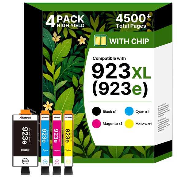 Cartuchos de tinta Acaves 923XL (paquete de 4) con chip