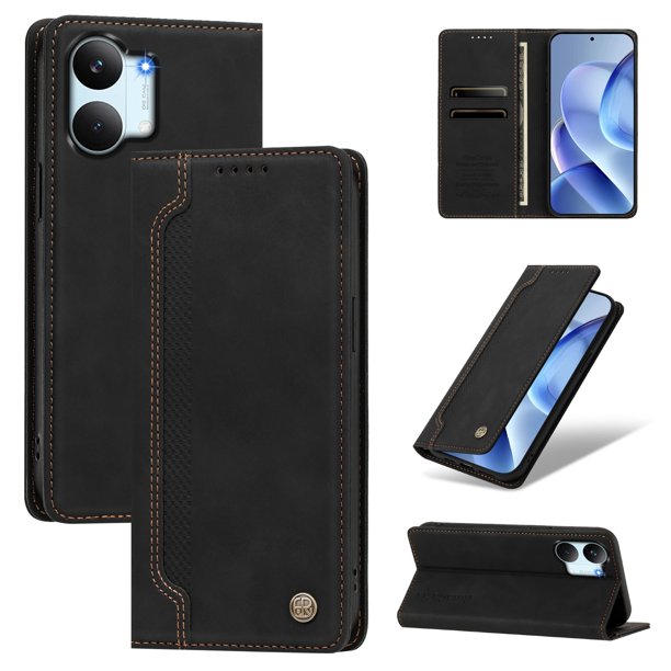 Funda Billetera para Xiaomi Poco X8 Pro Max Imán y Resistente Negro