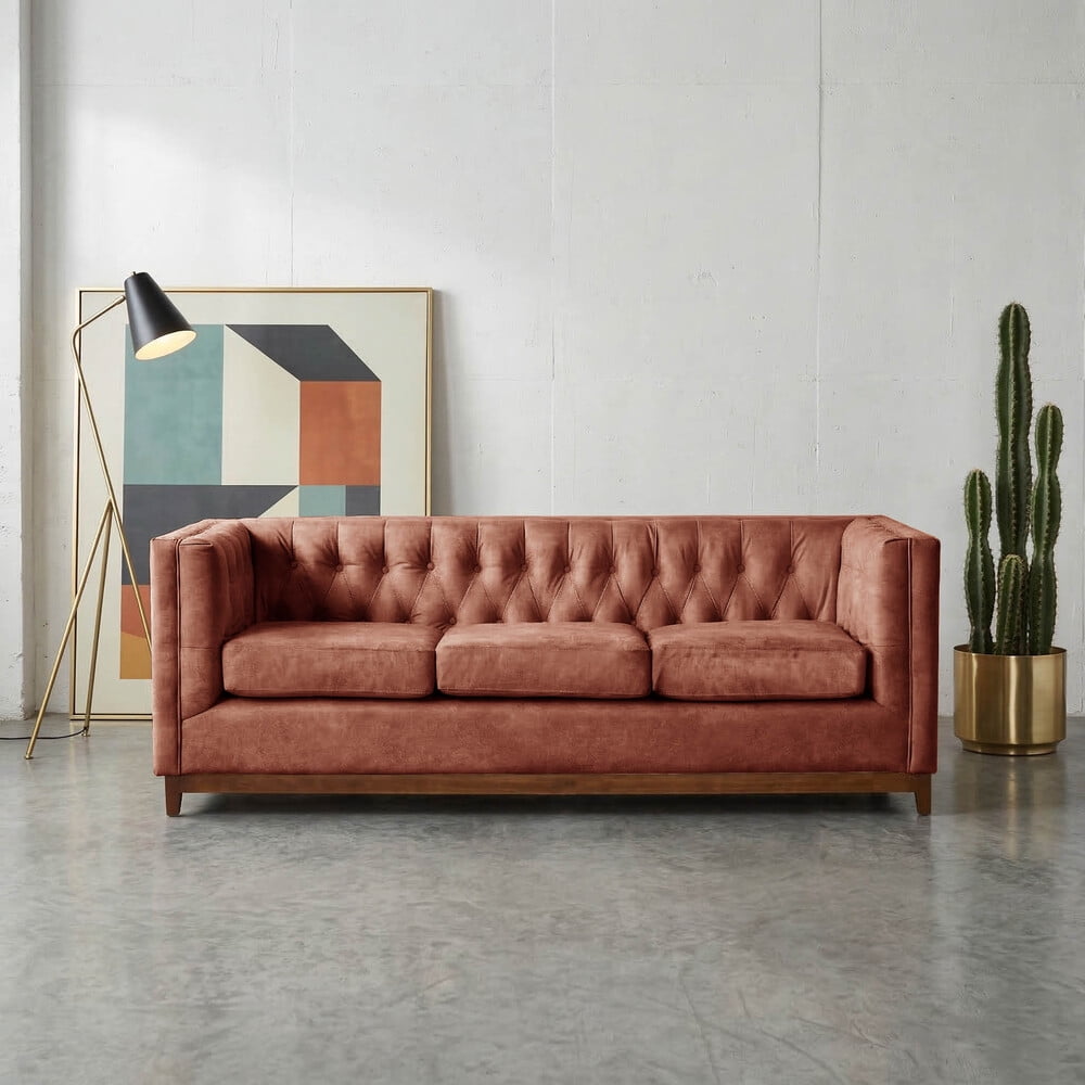 Latam Home - Sofa Roma 3c Cuero Colorado Caramelo