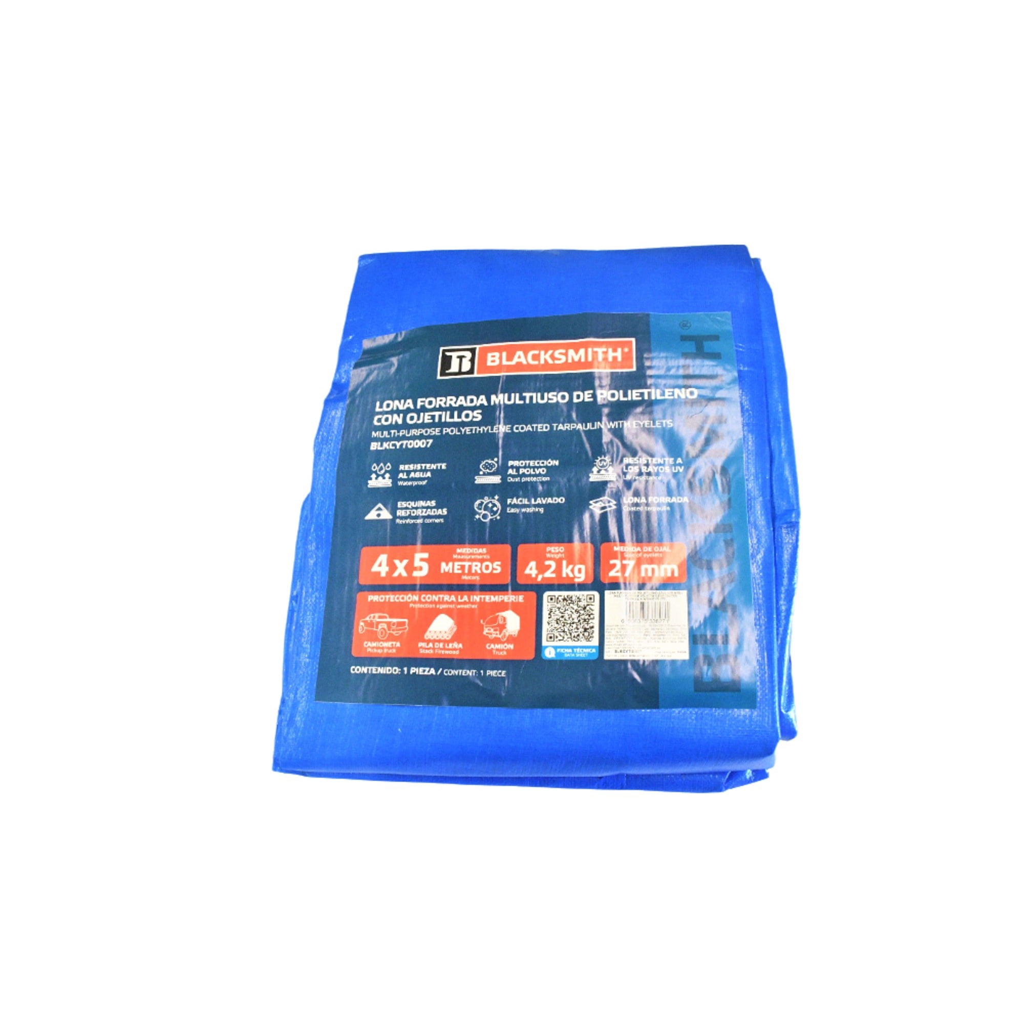 Blacksmith - Lona Forrada De Polietileno Azul 4x5 Mts