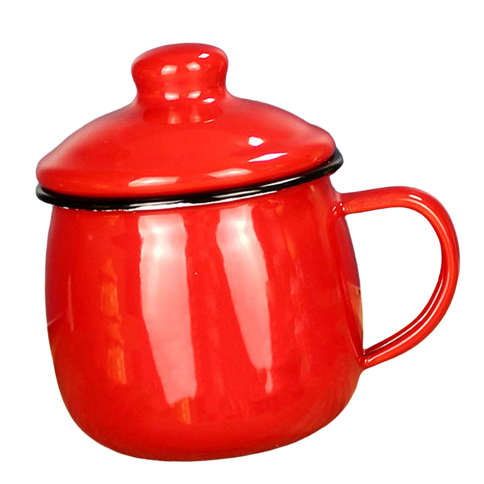 Magideal - Taza Esmaltada De 380ml Para Beber, Taza De Leche, Taza De Café, Taza De Con Asa, Taza De Té Esmaltada Para Oficina, Comedor, Hogar, Restaurante, , Rojo