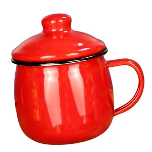 Magideal - Taza Esmaltada De 380Ml Para Beber, Taza De Leche, Taza De Café, Taza De Con Asa, Taza De Té Esmaltada Para Oficina, Comedor, Hogar, Restaurante, , Rojo