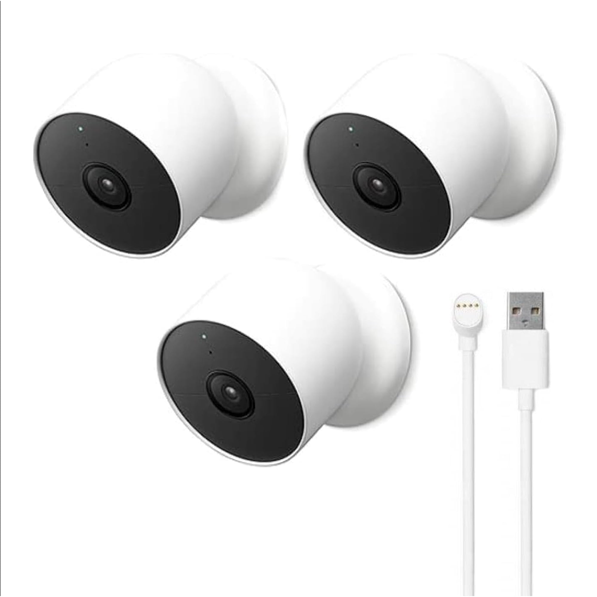 Google Nest Cam Para Exteriores O Interiores, Batería, Segunda Generación, Paquete De 3 Y Cable De R