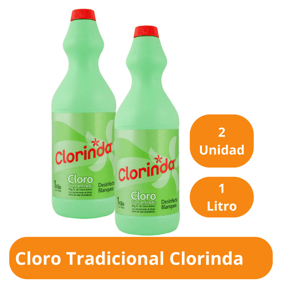 Cloro Clorinda 1 Litro Pack 2 Unidad