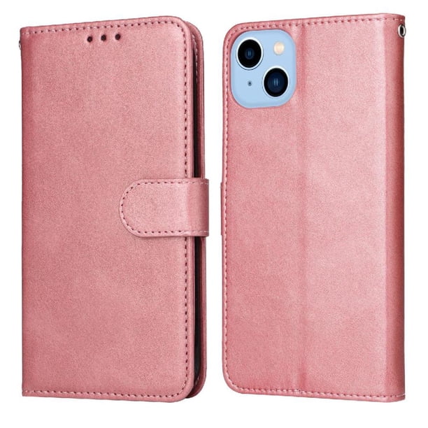Funda Billetera para iPhone 14 Plus con Porta Tarjetas y Soporte Ajustable Rosa