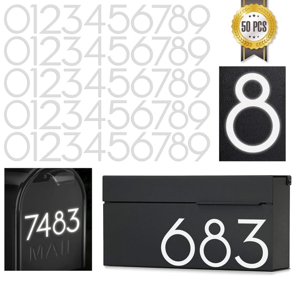 Números para buzón OLADOT, stickers reflectantes impermeables de 2"