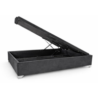 Base Cama Baúl 2 Plazas Felpa Gris Plomo Lore | Diseño Premium + Gran Almacenaje