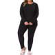 thumbnail image 2 of Agnes Orinda Conjunto de Ropa Interior Térmica para Mujer de Talla Grande con Forro de Felpa, Camiseta de Manga Larga y Leggings, Ropa de Descanso Suave, Talla Grande, Negro, 2 of 6