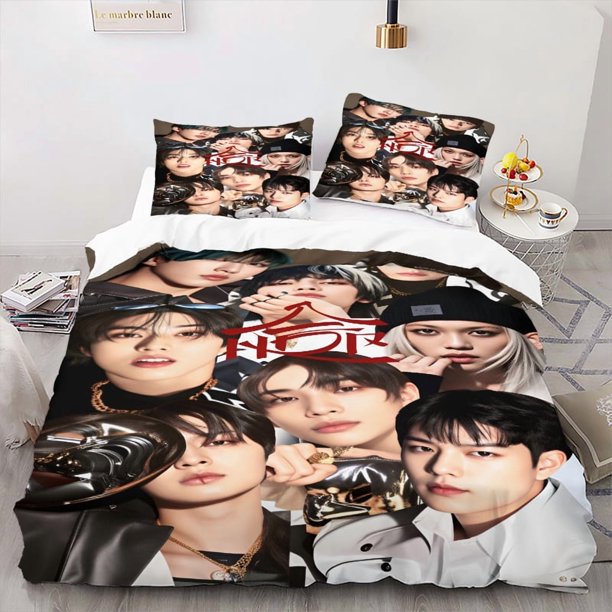 S-K-Z-Di Korean Group Name 135.0-264.01 cm Themed Bedding 2026 New Year Trend Duvet Cover and Pillowcase Set Soft and Comfortable Suitable for All Seasons Ideal