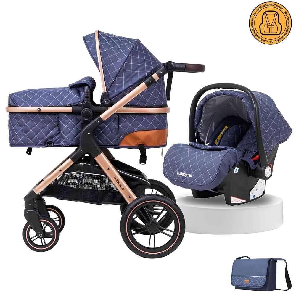 Coche Travel System Con Accesorios Lubabycas X1 Azul