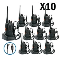 Baofeng - Pack 10 Radios Transmisor Walkie Talkie 16 Canales Bandas De Frecuencia 400-470 Mhz Color Negro