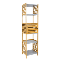 Wakeshome - Estante De Madera 6 Niveles Organizador Cocina/ Baño Repisa Marrón Claro