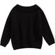 thumbnail image 1 of Niño Niño Bebé Niñas Niños Tejido a punto Suéter Jersey Cuello Redondo Sudadera Manga Larga Camisas Caliente Otoño Invierno Tops (Negro, 9-12 mesess), 1 of 7
