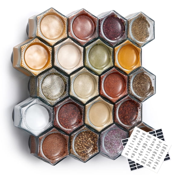 Juego de tarros magnéticos para especias Homazing de vidrio de 120 ml con tapas para coctelera