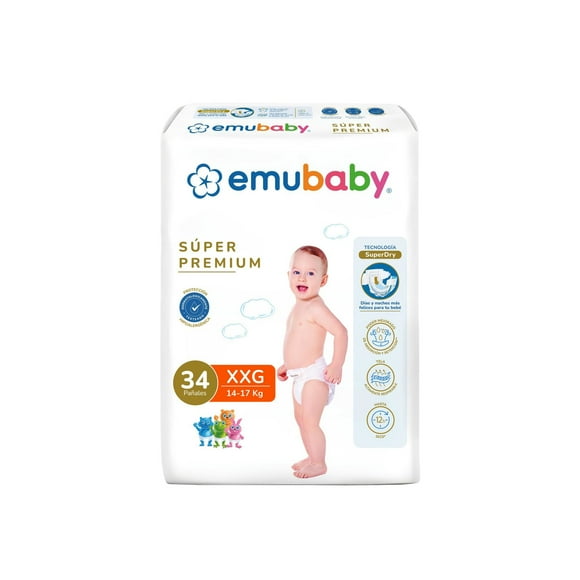 Pañales Emubaby Super Premium XXG, 34 Un