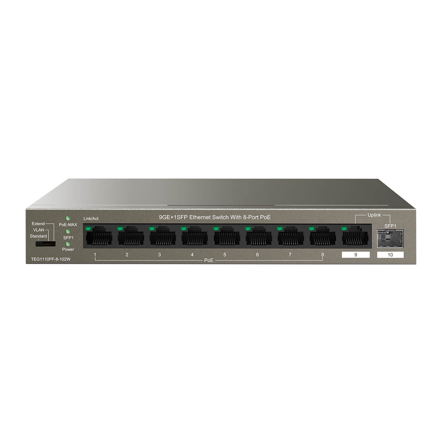 Tenda - Switch Poe Sfp 10 Puertos Bocas Gigabit Teg1110pf 8 102w