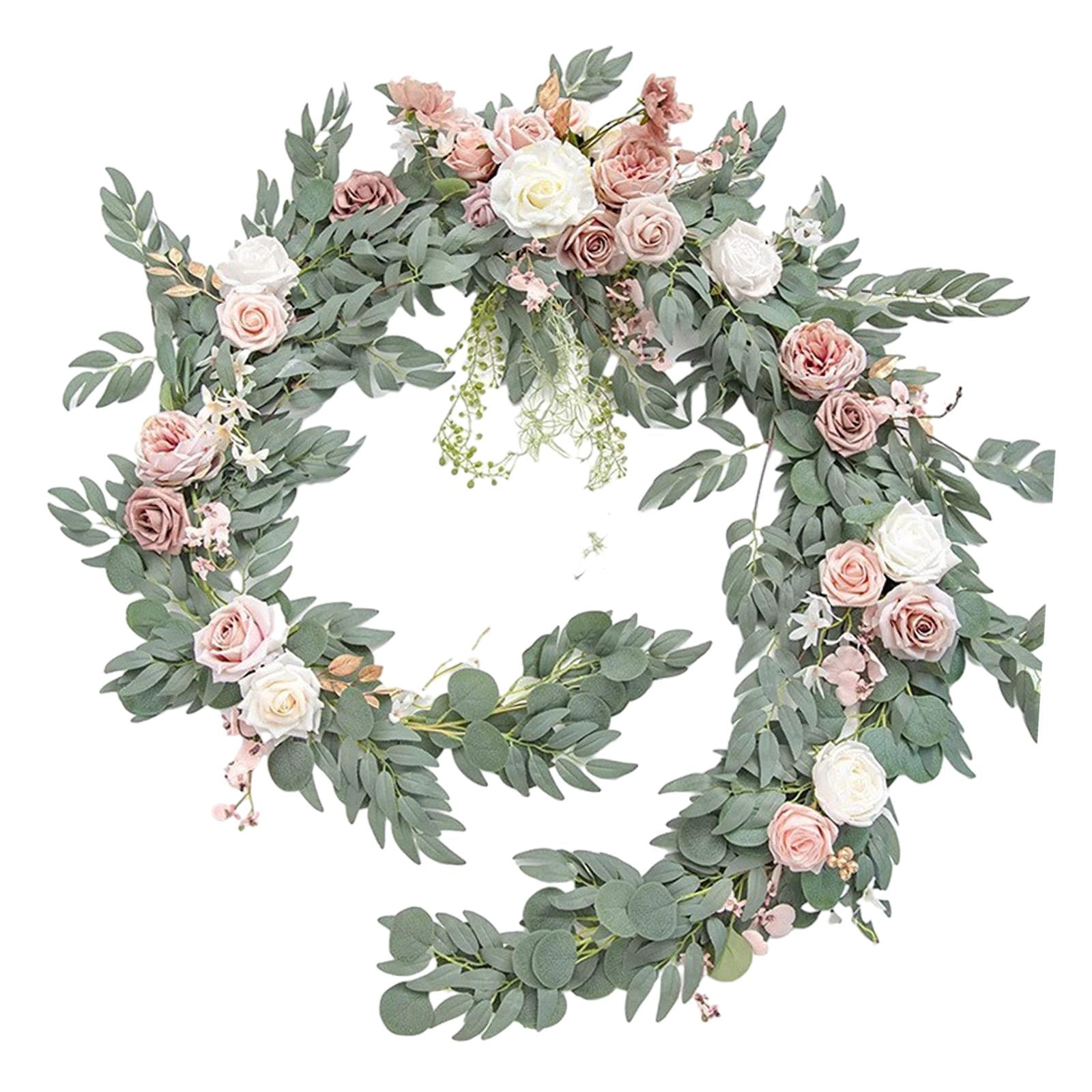 Bothyi - Camino De Guirnalda De Eucalipto Artificial Para Mesa De Pared De Fondo De Boda Al Aire Libre Rosa