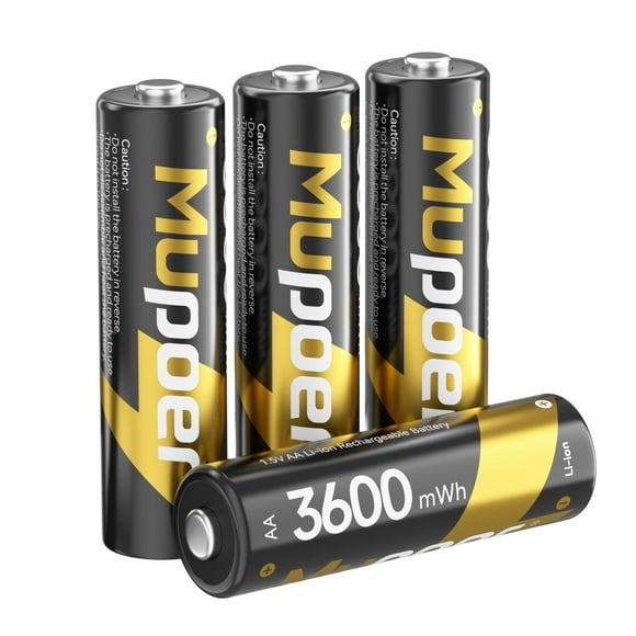 Pilas AA recargables Mupoer 1,5 V 3600 mAh, paquete de 4