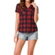 thumbnail image 1 of INSPIRE CHIC Camisas de Cuadros para Mujer Cuello en Punta Abotonado Blusas de Regreso a Clases Azul Oscuro Rojo L, 1 of 6