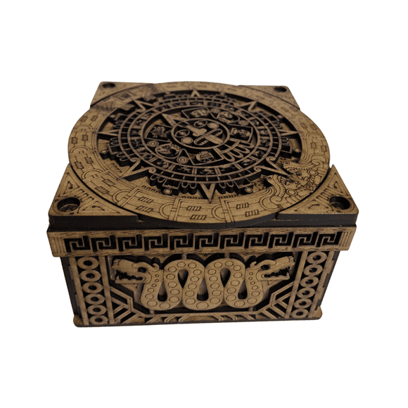 Caja Joyero Decorativo Diseño Azteca MDF 13x13cm