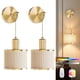 thumbnail image 1 of Set de 2 apliques de pared inalámbricos recargables SAIMAND, color dorado, 1 of 8