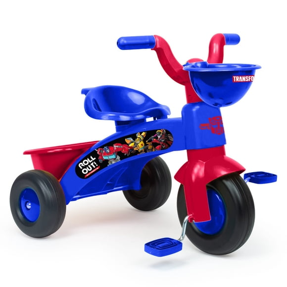 Transformers Triciclo para Niño Pequeño con Canasta, Bicicleta de Primer Paseo de Fácil Pedaleo para Niños
