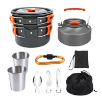 Magideal - Juego De Utensilios De Cocina Para Acampar, Olla Con Asas, Utensilios De Cocina Portátiles, Sartén Para Picnic Familiar, Barbacoa, Senderismo Y Viajes