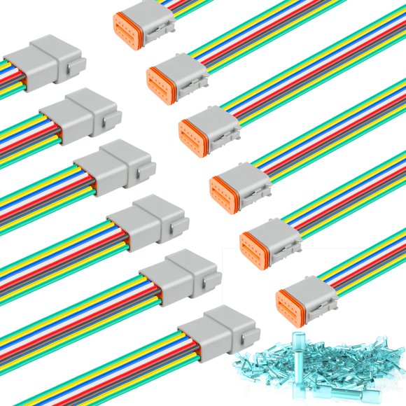 Kit de arnés de cableado Deutusacc de 12 pines, 6 unidades, 10 cm, calibre 16 AWG