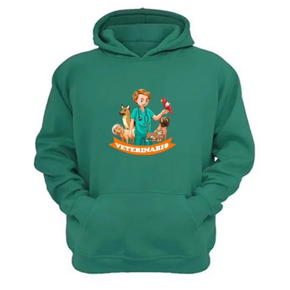 Genérico - Polerón Canguro Veterinario Verde Aguamarina Talla Xs Unisex