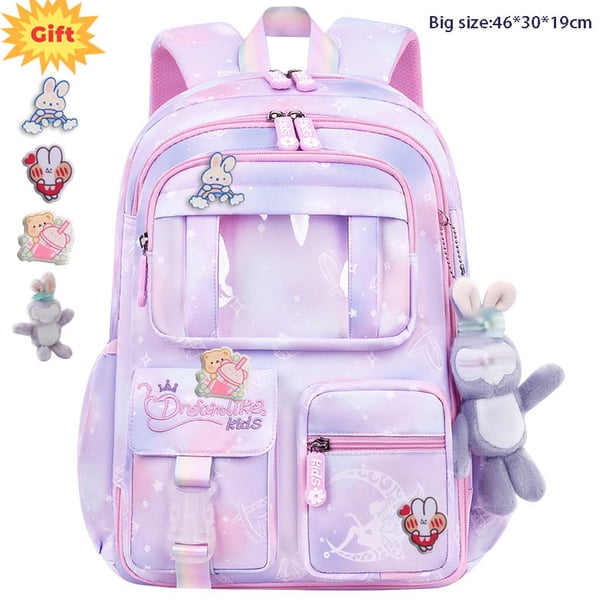 Waterproof Rainbow Schoolbag Student Girls Children's Princess Refrigerator Door Backpack Spine Protector Shoulder Bags Cute