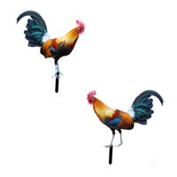 Ioensy - Estacas De Jardín De Gallo, Adornos De Pollo Para Patio Al Aire Libre, 2 Piezas