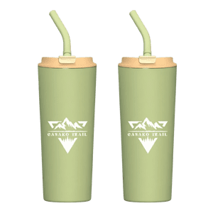 Casako Trail - Vaso Térmico 700 Ml Con Bombilla Set De 2 Flow Acero Inoxidable Verde Matcha