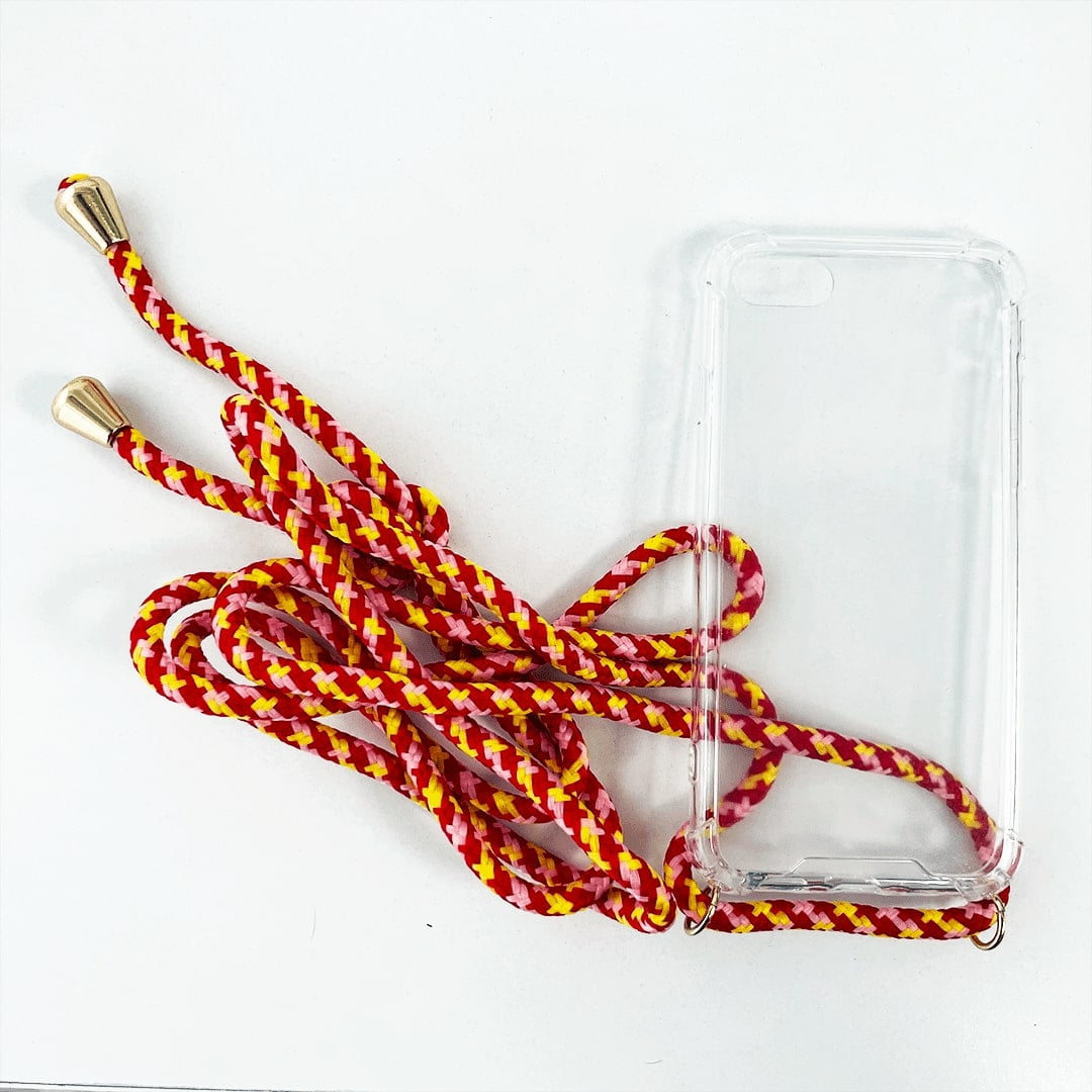 Oem - Carcasa Transparente + Correa Rojo Tricolor Iphone 8