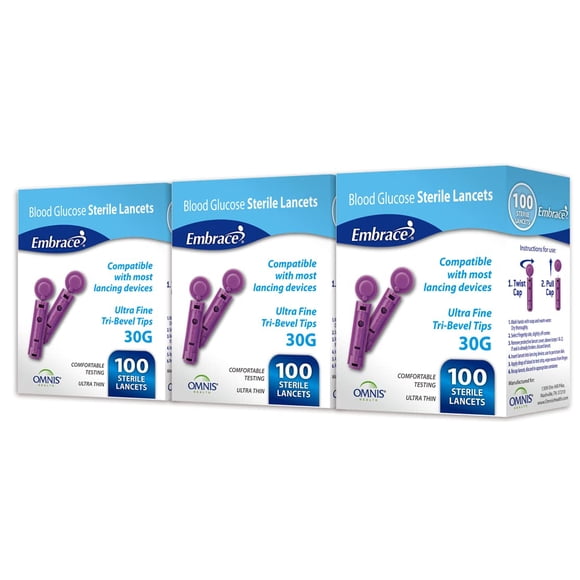 Lancetas Embrace Omnis Health 30G 300 unidades estériles
