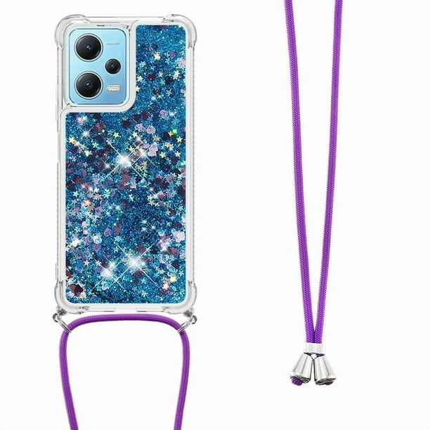 Funda FOXDOCK para Xiaomi Redmi Note 12 4G con Cuerda Ajustable, Brillo Líquido, Protección Antigolpes y Lente – Ideal para Regalo