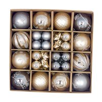 Magideal - Juego De 44 Uds De Adornos De Bolas De Navidad, Decoraciones Colgantes Para Árbol De Navidad, Gotas Colgantes Ligeras Para Decoración De Navidad, Sumi Gris Champán Dorado