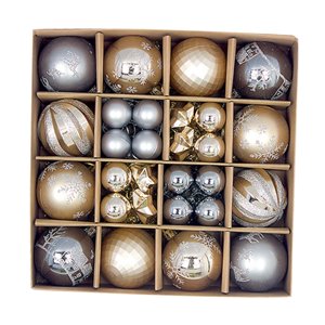 Magideal - Juego De 44 Uds De Adornos De Bolas De Navidad, Decoraciones Colgantes Para Árbol De Navidad, Gotas Colgantes Ligeras Para Decoración De Navidad, Sumi Gris Champán Dorado