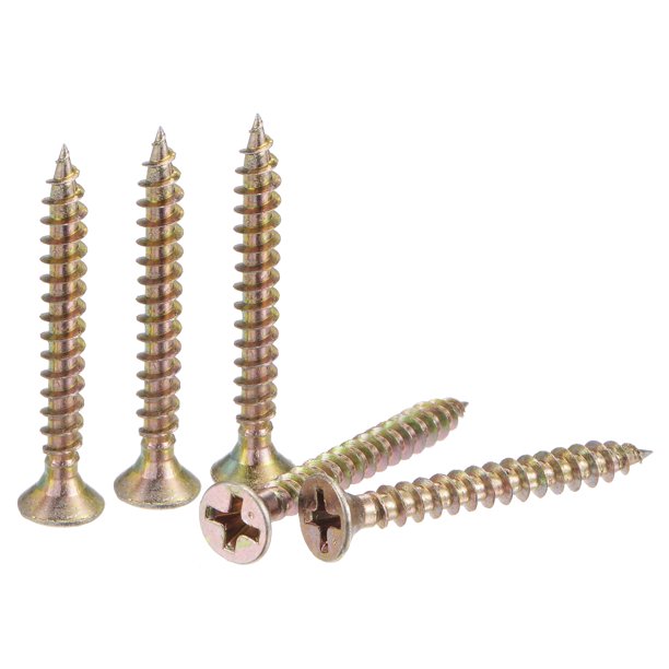 Uxcell M4 x 35mm Tornillos de Madera de Cabeza Plana Phillips de Acero al Carbono con Recubrimiento de Zinc de Color, Paquete de 100